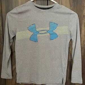 Under Armour Kids YSM Gray Shirt with Blue and Yellow Accents